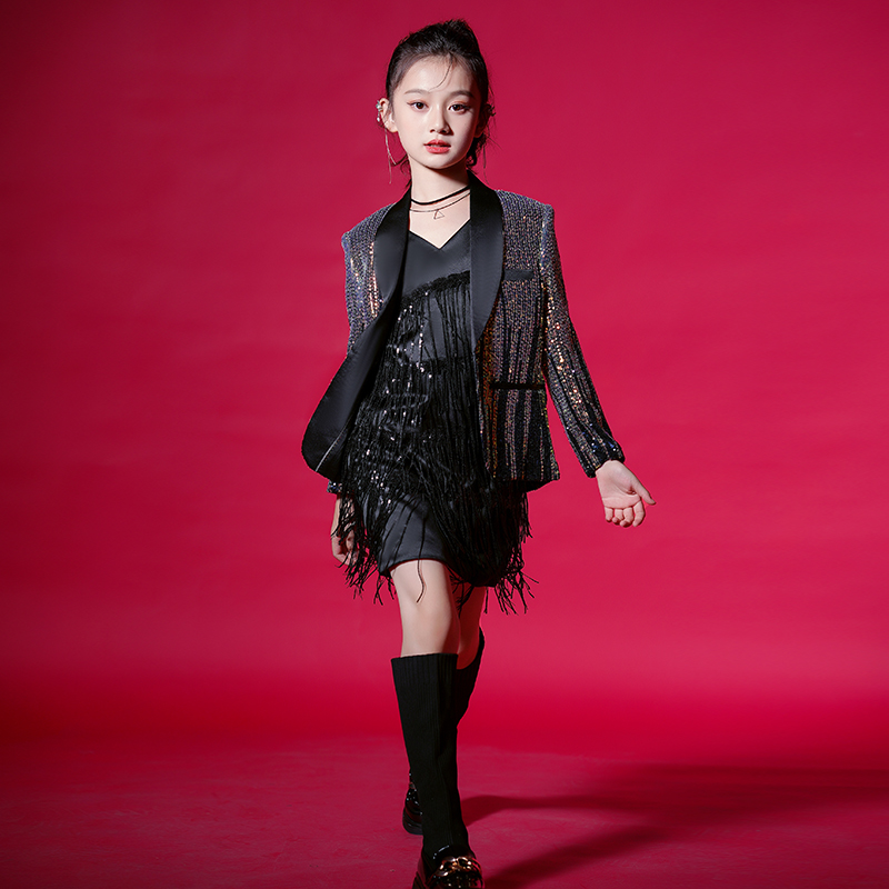 女童礼服轻奢小众高端舞台走秀潮服儿童演讲主持人钢琴演出晚礼服