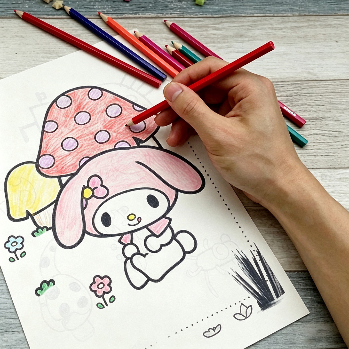 幼儿园儿童宝宝美乐蒂兔红帽兔女孩系列填色本学画本画画本涂色本
