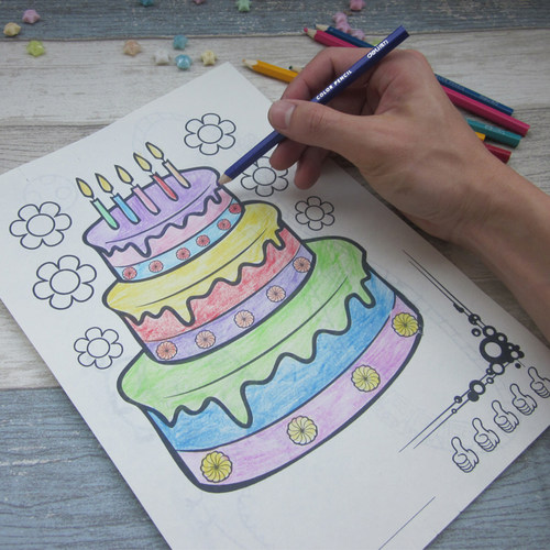 儿童涂色本生日蛋糕早教颜色认知