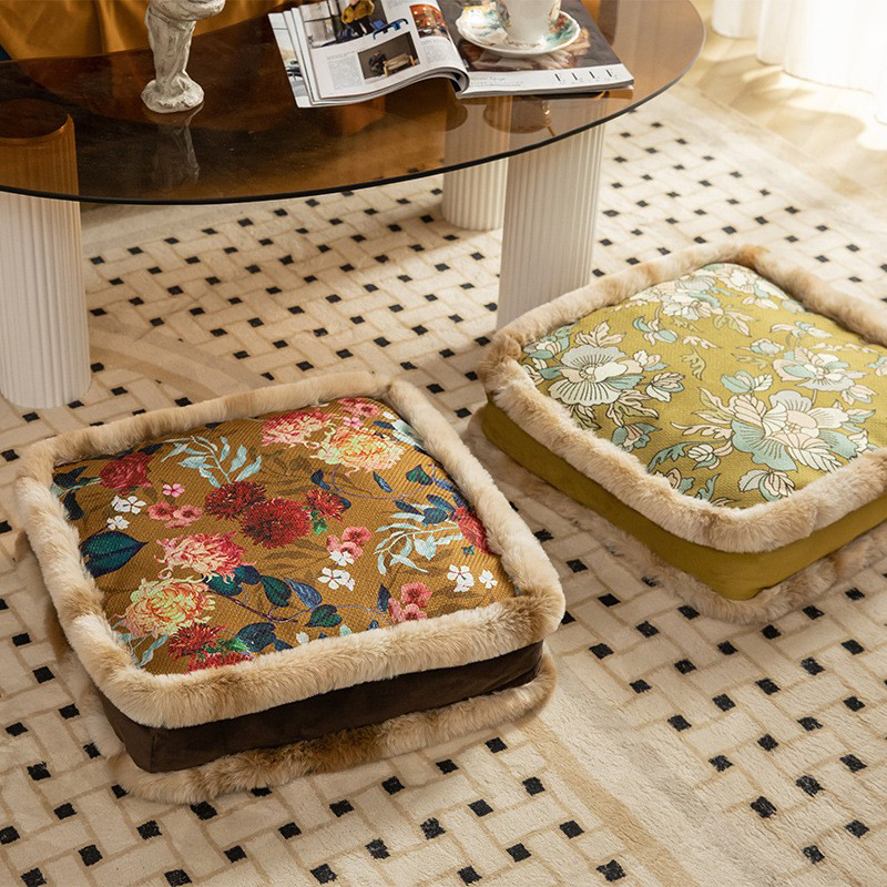 新中式冬季加厚坐垫屁垫地板懒人榻榻米坐垫客厅卧室毛绒餐椅垫