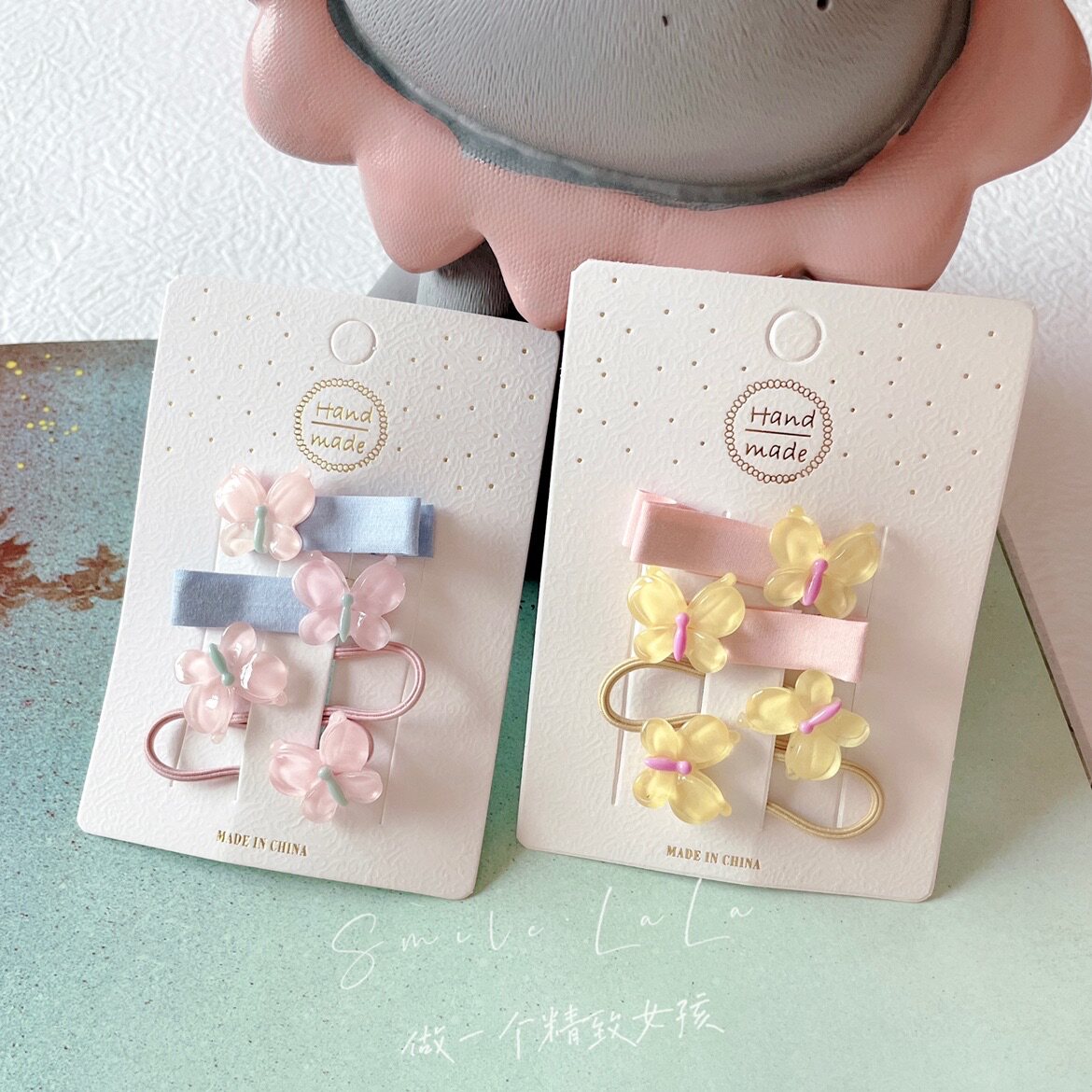 儿童卡通发夹小公主bb夹小女孩碎发刘海夹蝴蝶边夹皮筋宝宝发饰