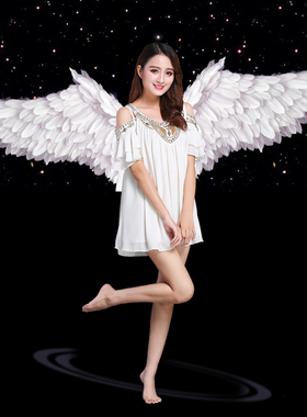 天使羽毛翅膀道具多色可选cos发光背饰模特走秀表演成人写真拍照