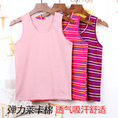 吊带打底衫 女莱卡棉背心宽松弹力修身 加肥纯棉大码 中老年人条纹薄