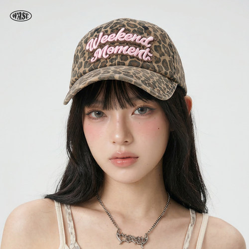夏季复古豹纹显脸小棒球帽女