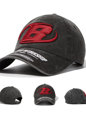 棒球帽宽帽檐大脸显脸小暗黑高街美式水洗鸭舌帽子大头围情侣潮牌