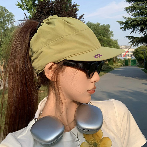 wasc鸭舌帽高马尾女士防晒防紫外线骑行跑步运动户外空顶棒球帽子