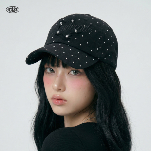 韩系拼色波点星星棒球帽女夏季大头围显脸小百搭休闲软顶鸭舌帽子