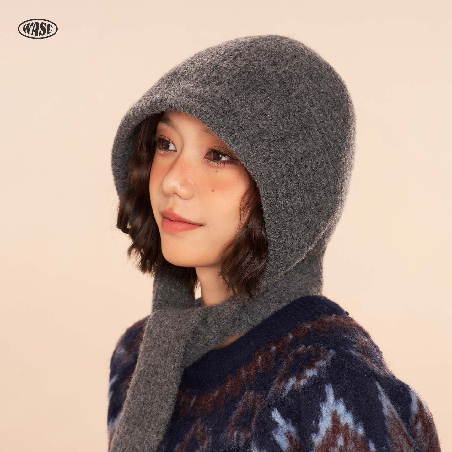 新款秋冬季巴拉克拉法帽子女保暖防寒一体套头毛线针织护耳雷锋帽