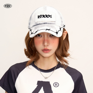 美式 嘻哈重工艺刺绣字母大头围鸭舌帽女 vibe做旧棒球帽男2025新款