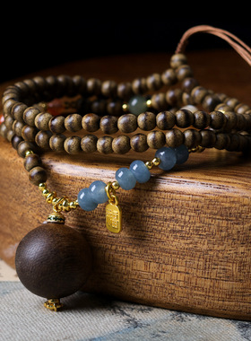 新中式一线黄油沉香木项链原创文