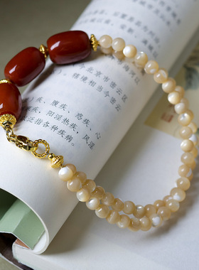 2025秋季上新双圈贝壳搭配战国红