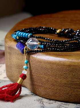 玉髓尖晶刻面多圈手链原创文玩