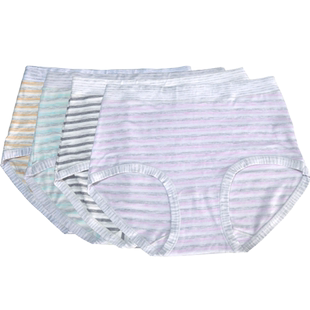 小护士女士高腰三角内裤女莫代尔棉条纹大码收腹提臀透气内裤