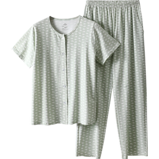 小护士春夏睡衣女士家居服开衫短袖宽松大码棉质薄款可外穿上衣