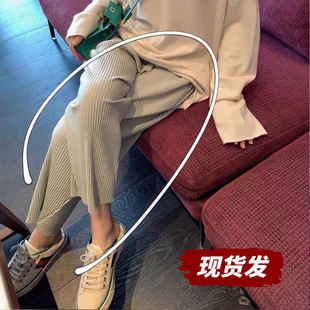 孕妇裤子夏季薄款外穿雪纺百褶阔腿裤春夏款休闲奶奶裤九分小个子