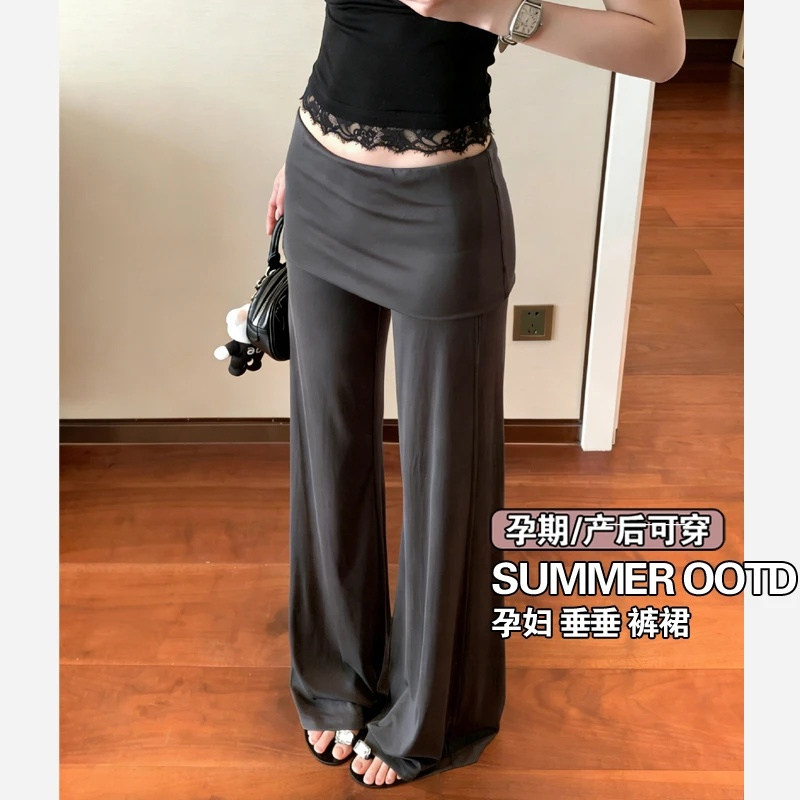 孕妇假两件屁帘裤子2026新款春夏季外穿无托腹显瘦百搭休闲直筒裤图片