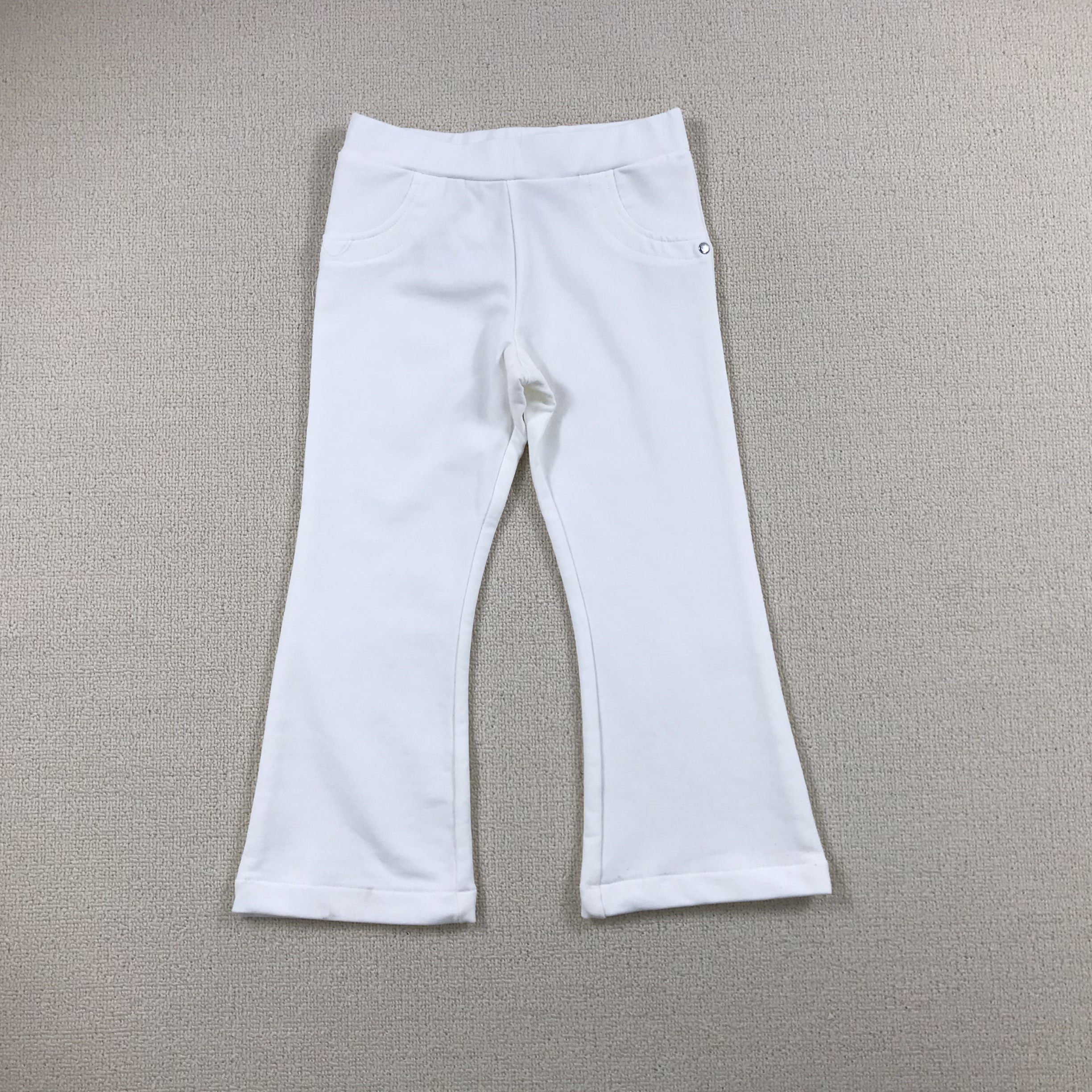 1-12岁外贸童裤意大利pri女孩中大童松紧腰针织薄款喇叭裤春秋款