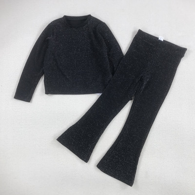 外贸童装女孩针织长袖喇叭裤