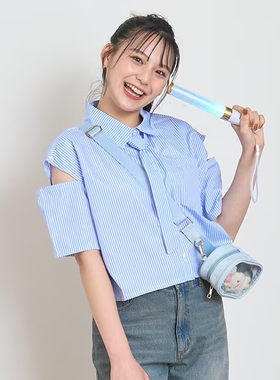 外贸童装女孩条纹短袖衬衫