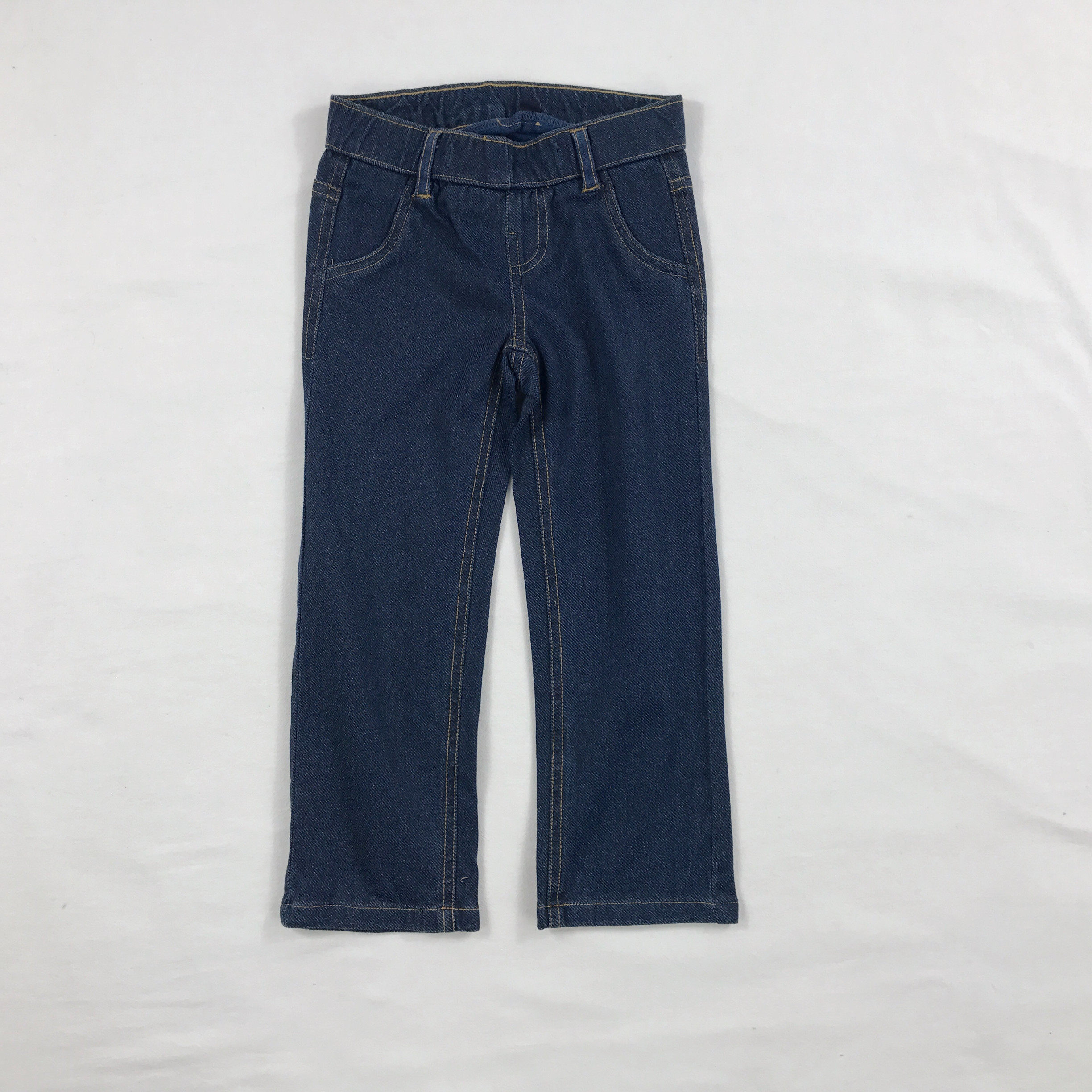 3-12岁外贸法系女宝女童松紧腰水洗牛仔薄款直筒牛仔长裤