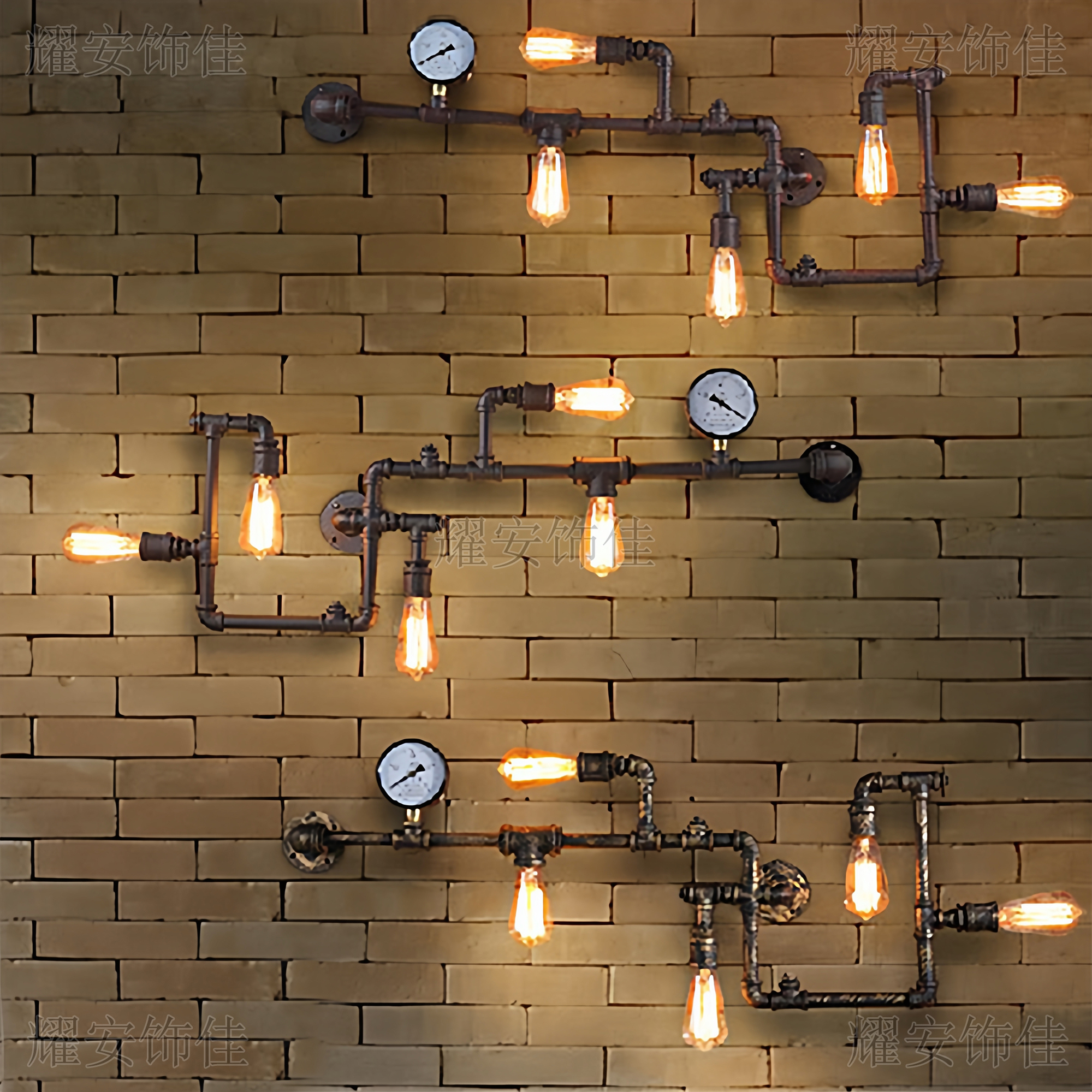 美式壁灯 复古 loft工业壁灯阳台创意个性餐厅酒吧铁艺水管壁灯