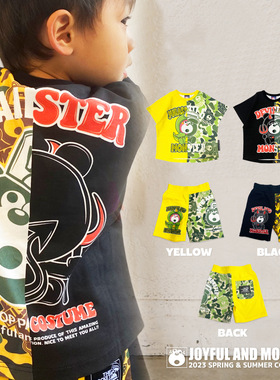 mijello2025年夏季新品JAMT恤左右双色印花街头夏季短袖短裤套装