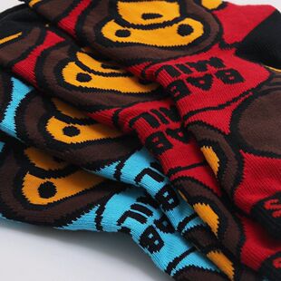 MIJELLO25新款满印卡通字母男女运动中筒袜彩色抢眼