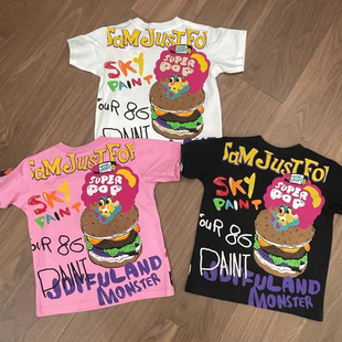 T恤 汉堡JAM卡通滑板爆炸头短袖 男女童休闲 亲子装 mijello25夏款