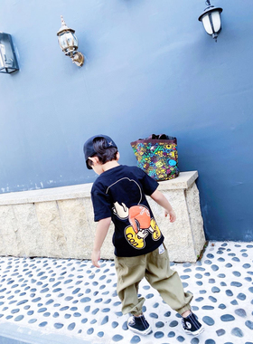 mijello26夏款 童装Convex纯棉后背头像图案宽松短袖T恤 男女童