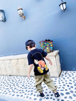 mijello26夏款 童装Convex纯棉后背头像图案宽松短袖T恤 男女童