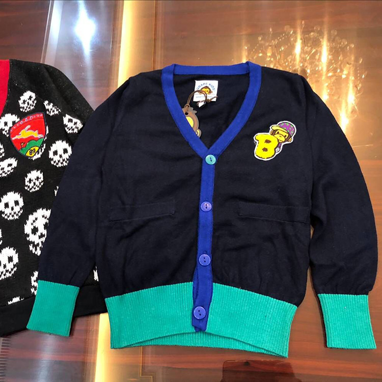 mijello2022亲子童装毛衣 儿童卡通q版撞色薄款开衫 外套c8543