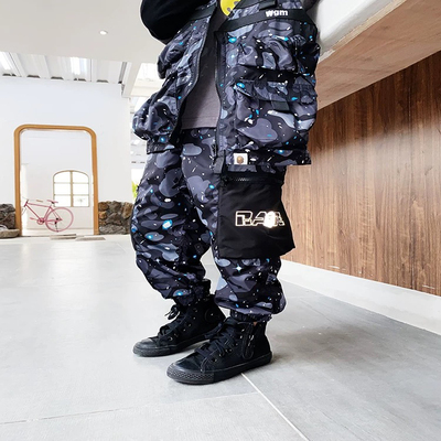 mijello25秋冬款 儿童迷彩夜空男女儿童工装长裤 休闲潮范长裤子