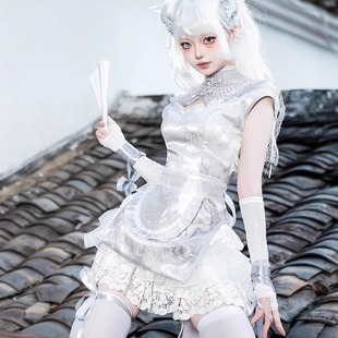 银月原创娘新中式连衣裙旗袍女仆围裙短裙Lolita中华风洛丽塔洋装