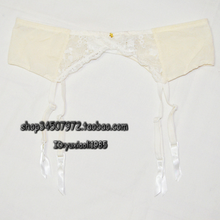 吊带丝袜 欧美外单精品窄边乳白色金属夹吊袜带性感缎面蕾丝大码