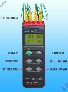 炉温仪群特CENTER-309四通道304测温仪群特300温度计301双探头