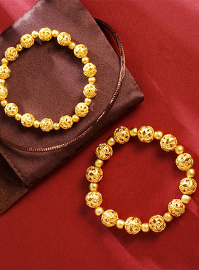 中国风竹节新中式手链女士久不掉色珐琅国潮手串越南沙金黄铜饰品