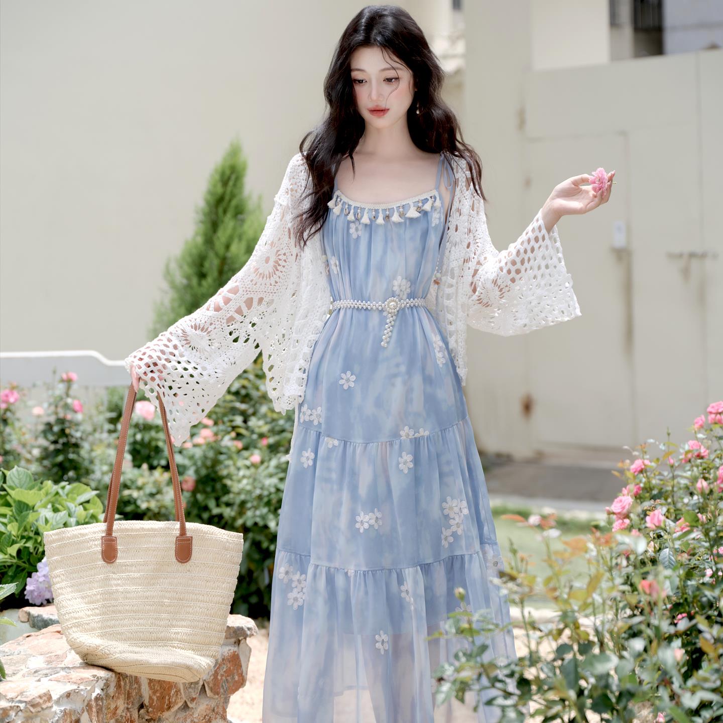 夏日绝美小裙子蓝色碎花