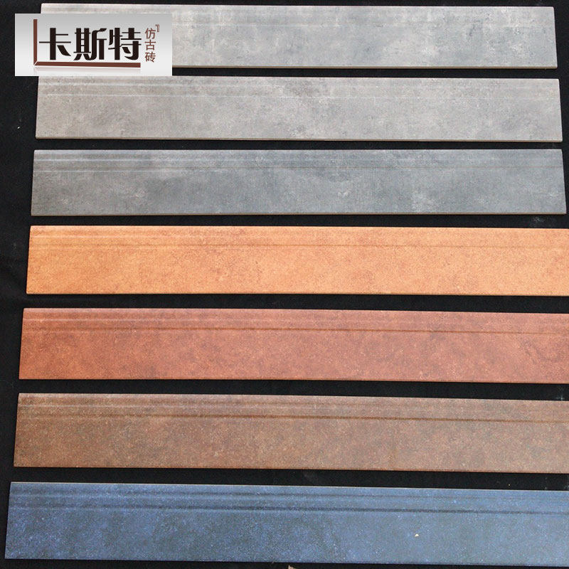 美式复古地脚线瓷砖水泥砖灰色客厅餐厅配套踢脚线100x800仿古砖