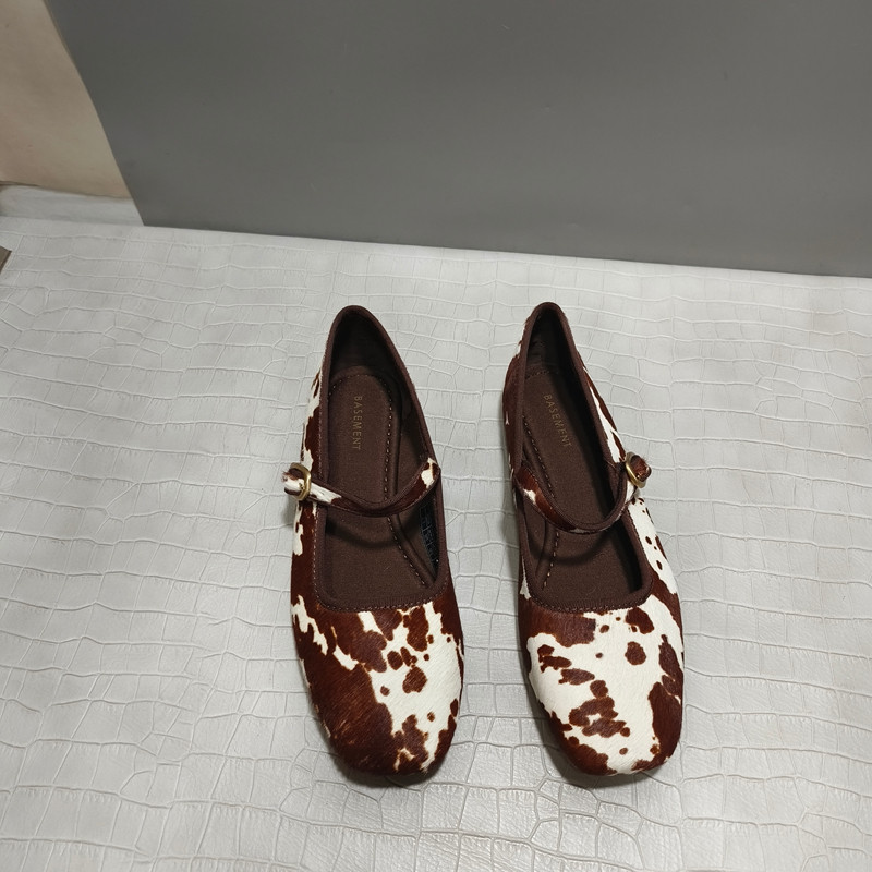 外贸原单女鞋2026春奶牛纹马毛平底方头一字带玛丽珍女鞋单鞋,女鞋,玛丽珍鞋,淘宝优惠券,粉丝福利购,淘宝优惠卷