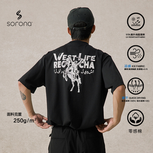 男 速干凉感索罗娜做旧牛仔印花情侣短t短袖 REOCHA热呈25夏季 新款