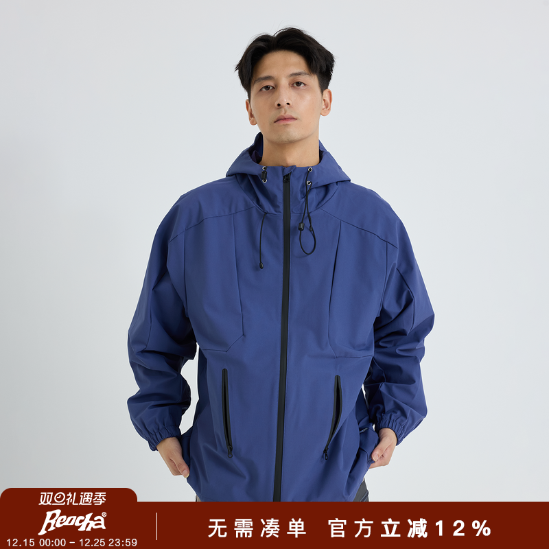 REOCHA热呈秋冬户外休闲多结构拼接防水连帽冲锋衣夹克外套男女