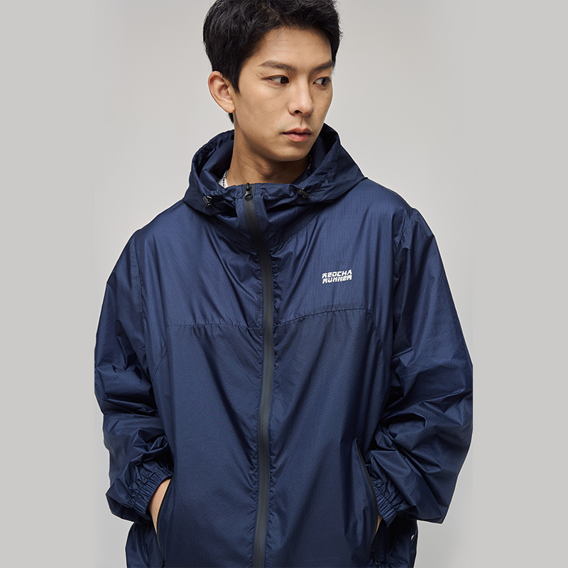 REOCHA热呈25SS几何拼接刺绣logo轻薄外套透气运动户外防晒服男