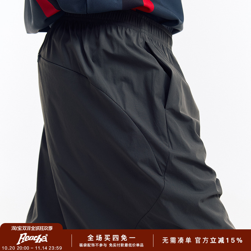 REOCHA热呈夏季新款运动速干户外弧线斜切结构极简nologo短裤男
