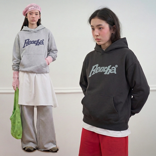 「」REOCHA热呈25秋冬新款印花重磅情侣连帽卫衣套头衫男