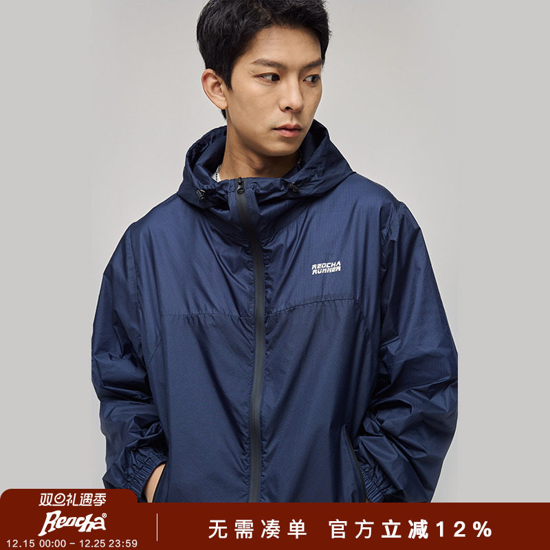 REOCHA热呈25SS几何拼接刺绣logo轻薄外套透气运动户外防晒服男