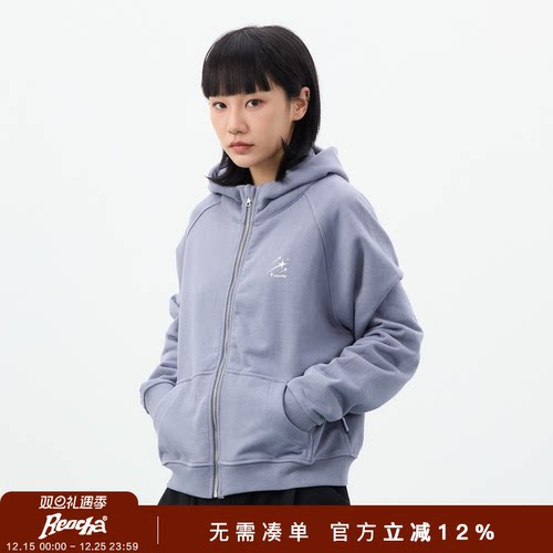 REOCHA热呈日常通勤简约袖口配拇指洞设计高级感流星印花连帽卫衣