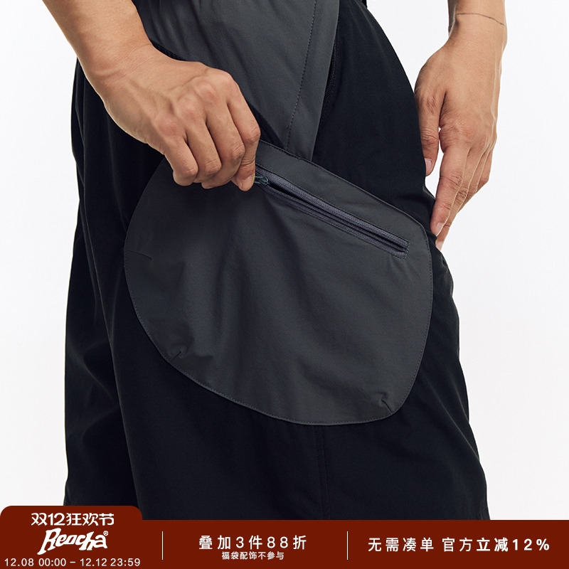 REOCHA热呈25夏季四面弹面料速干凉感分割拼色大口袋工装户外短裤