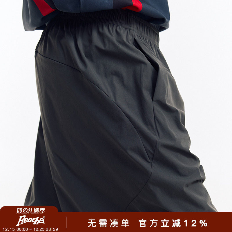 REOCHA热呈夏季新款运动速干户外弧线斜切结构极简nologo短裤男