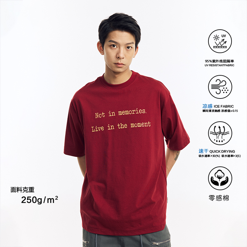 REOCHA 热呈 25 夏季索罗娜面料凉感标语做旧印花短袖男