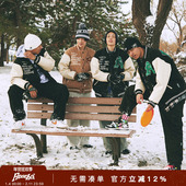 REOCHA热呈复古重磅桌球主题毛巾绣皮袖 棒球服夹棉街头外套男女